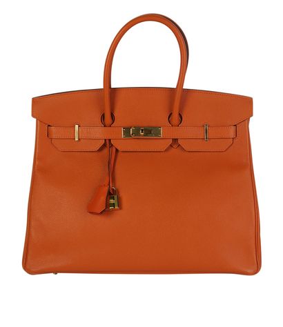 Birkin 35, &pound;13,000, Handbags, Orange, Leather, Front view